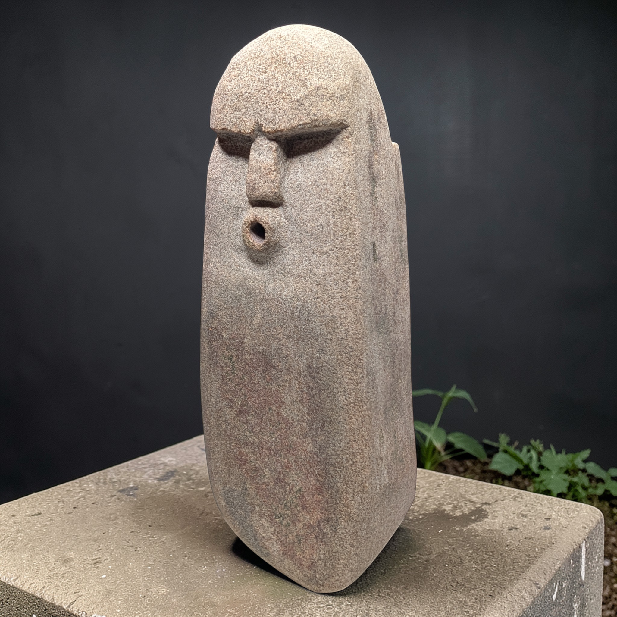 Handmade Incense burning Stone Face Sculpture – Unique Pebble Art Decor