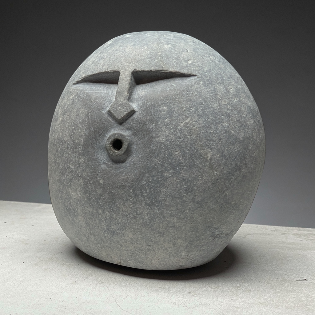 Handmade Incense burning Stone Face Sculpture – Unique Pebble Art Decor
