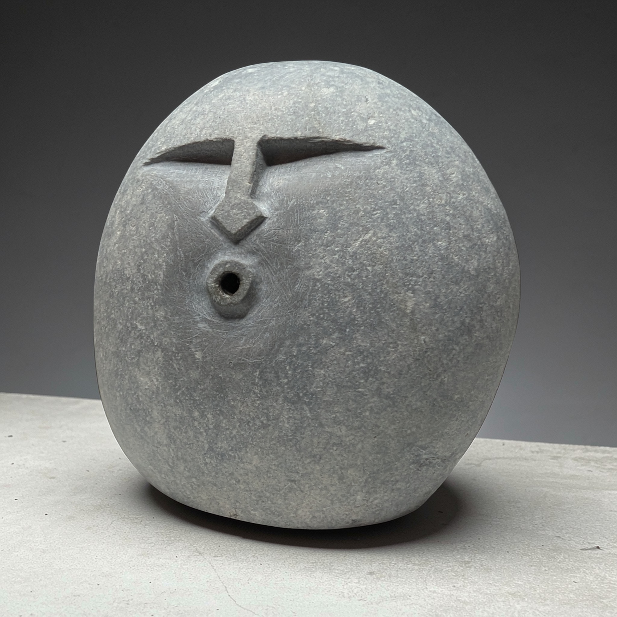 Handmade Incense burning Stone Face Sculpture – Unique Pebble Art Decor