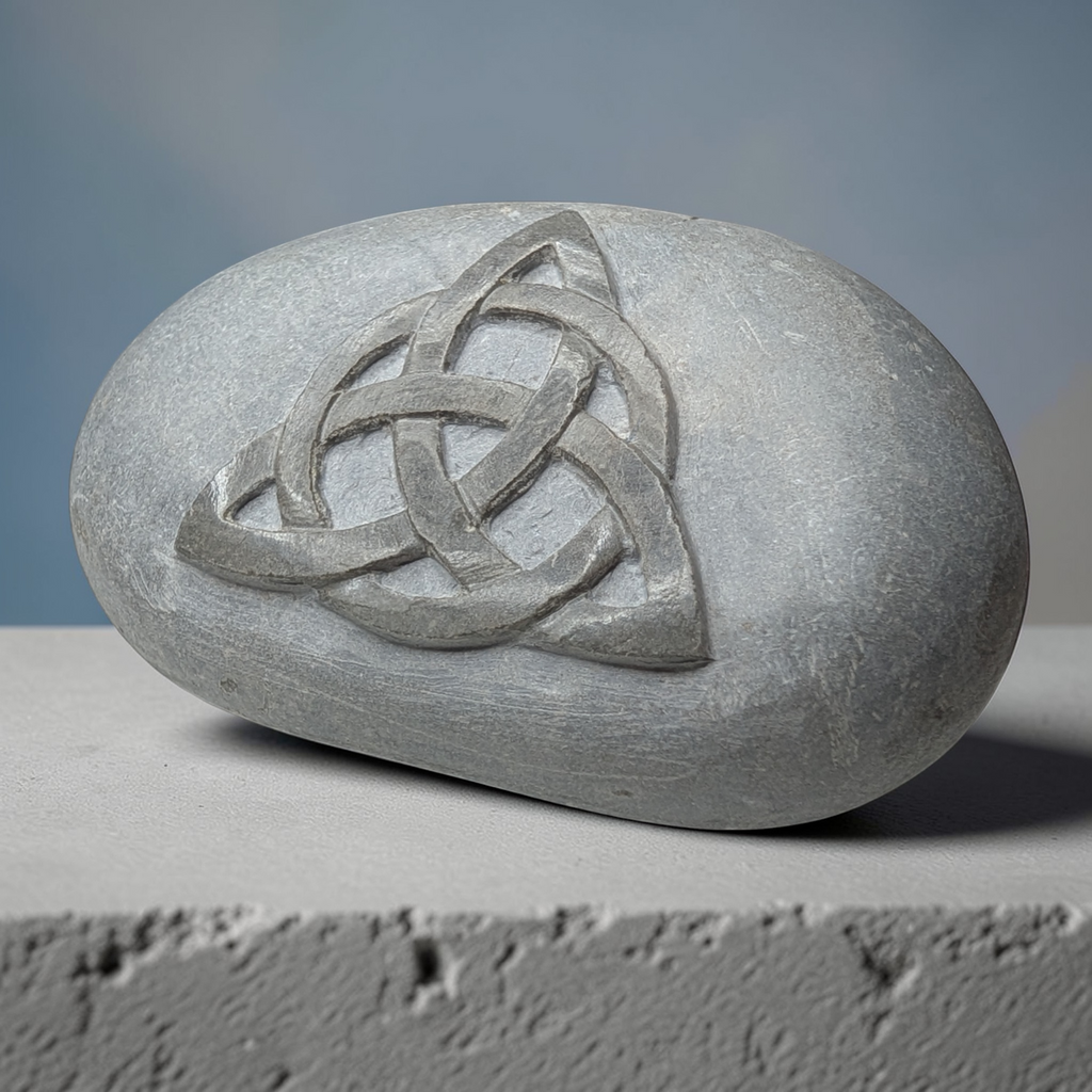 Hand Carved Celtic Knot Stone: Wiccan Altar Decor, Pagan Gift