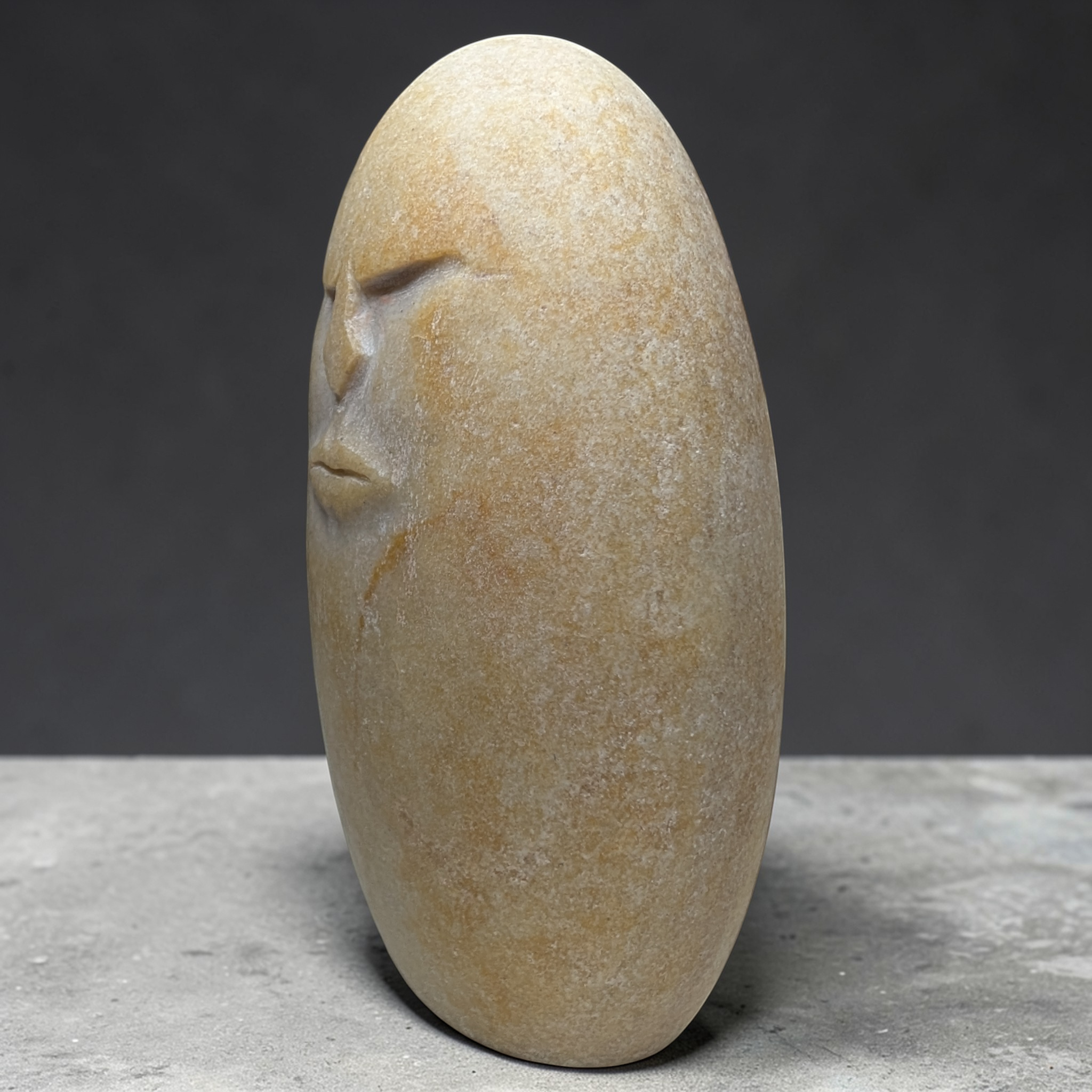 Handmade Stone OoF Face Sculpture: Quirky Home Decor