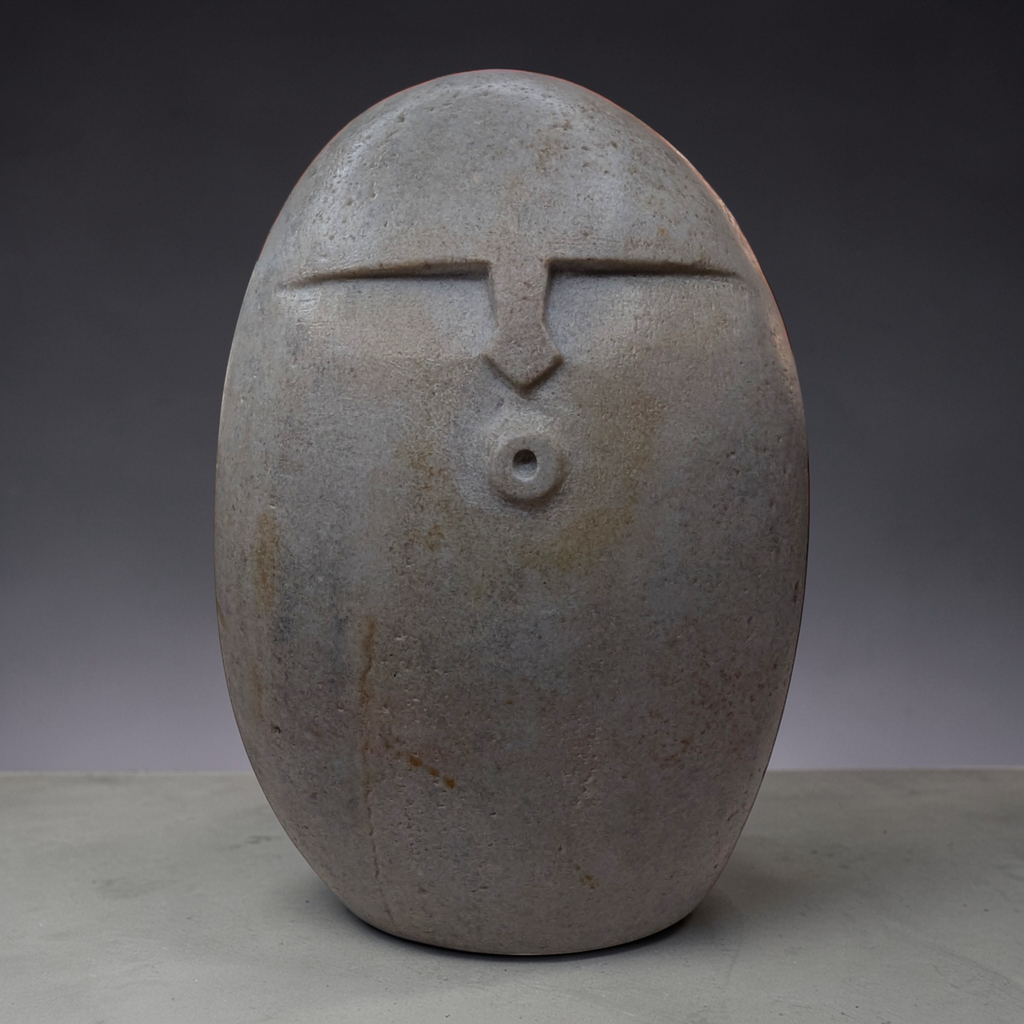 Handmade Stone OoF Face Sculpture: Quirky Home Decor