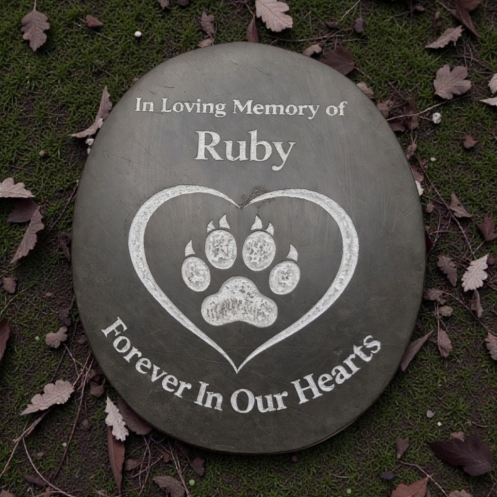 Personalised Pet Memorial Stone – Engraved Limestone Dog Tribute Pebble