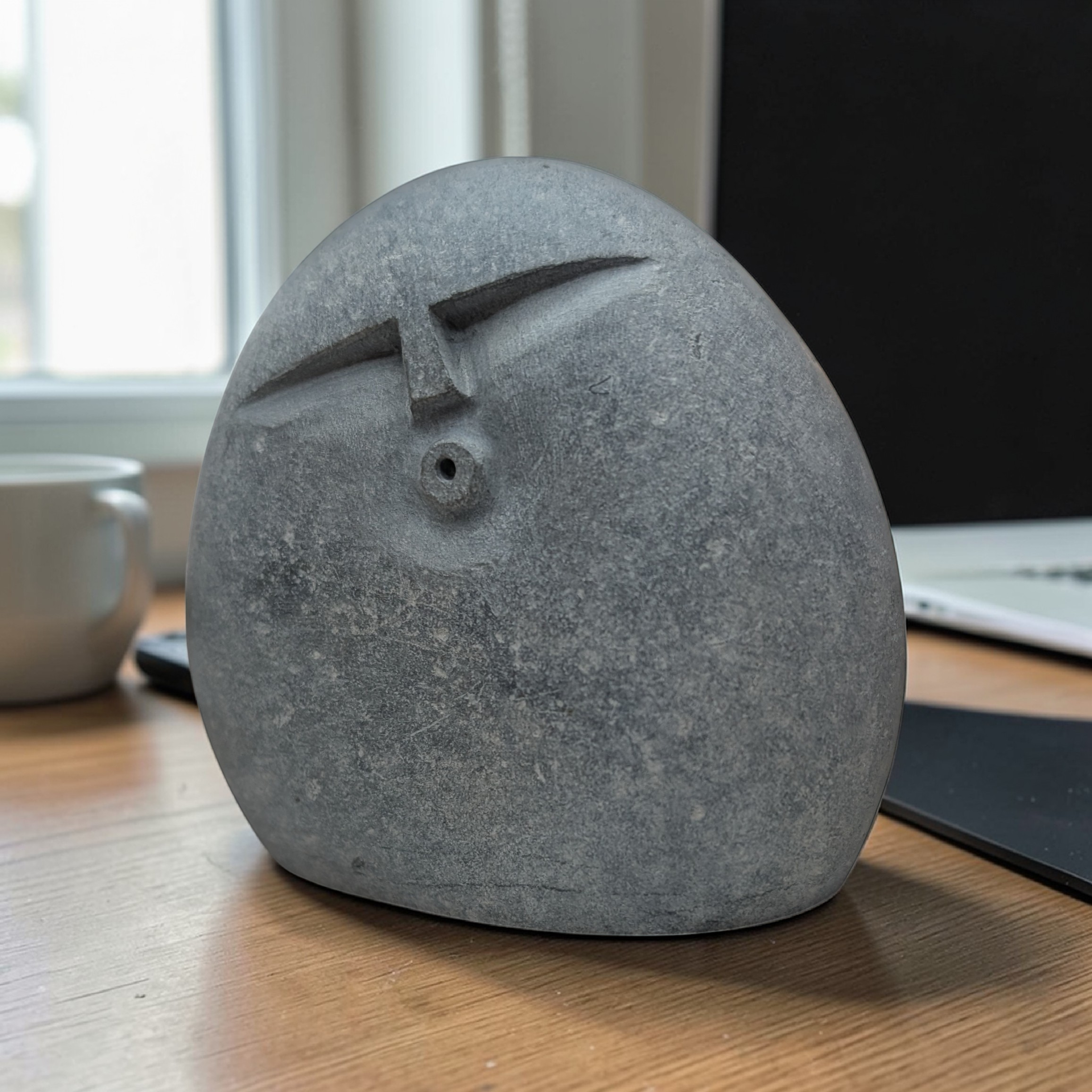 Hand-Carved Granite Oof Sculpture – Tall Minimalist Stone Decor Ornament