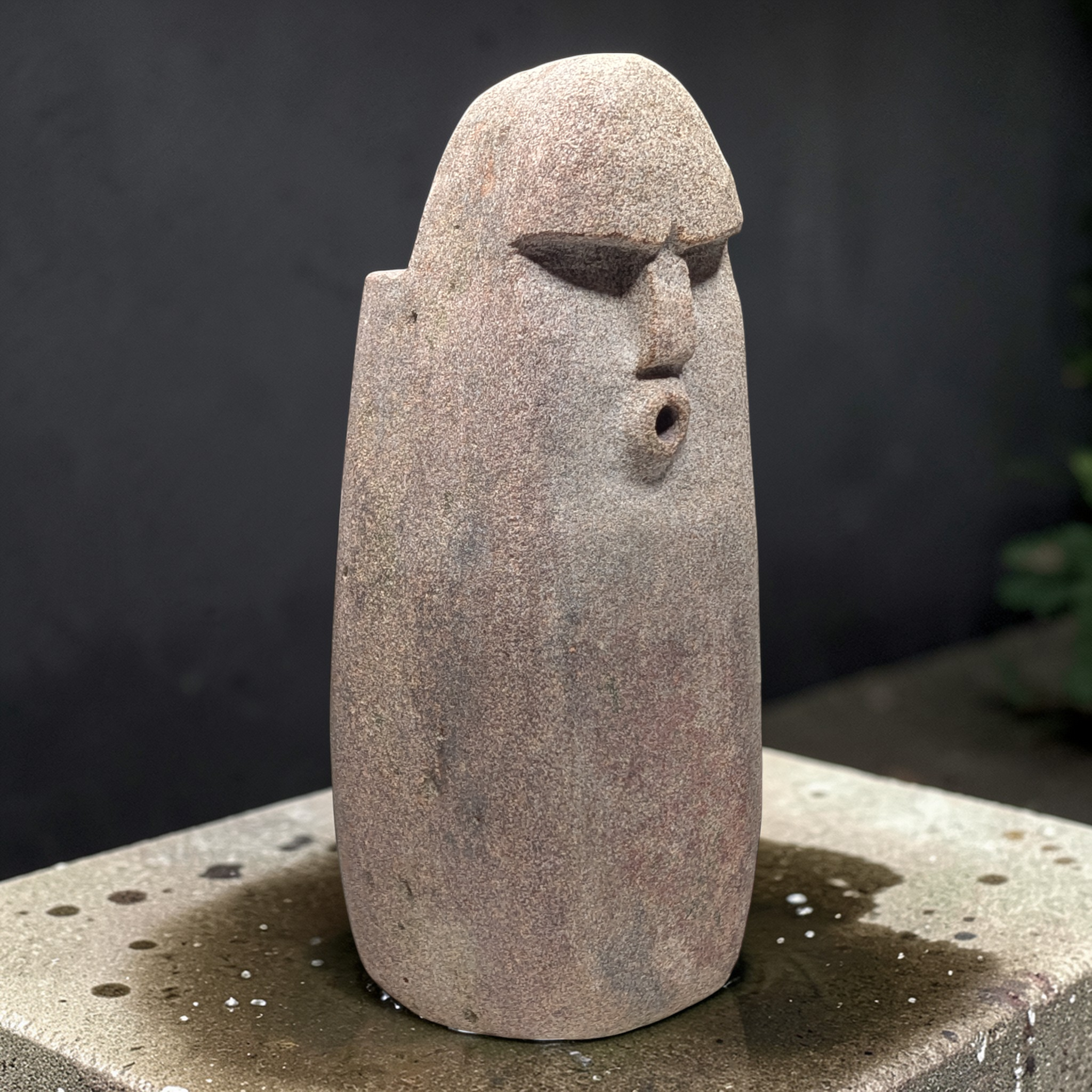 Handmade Incense burning Stone Face Sculpture – Unique Pebble Art Decor