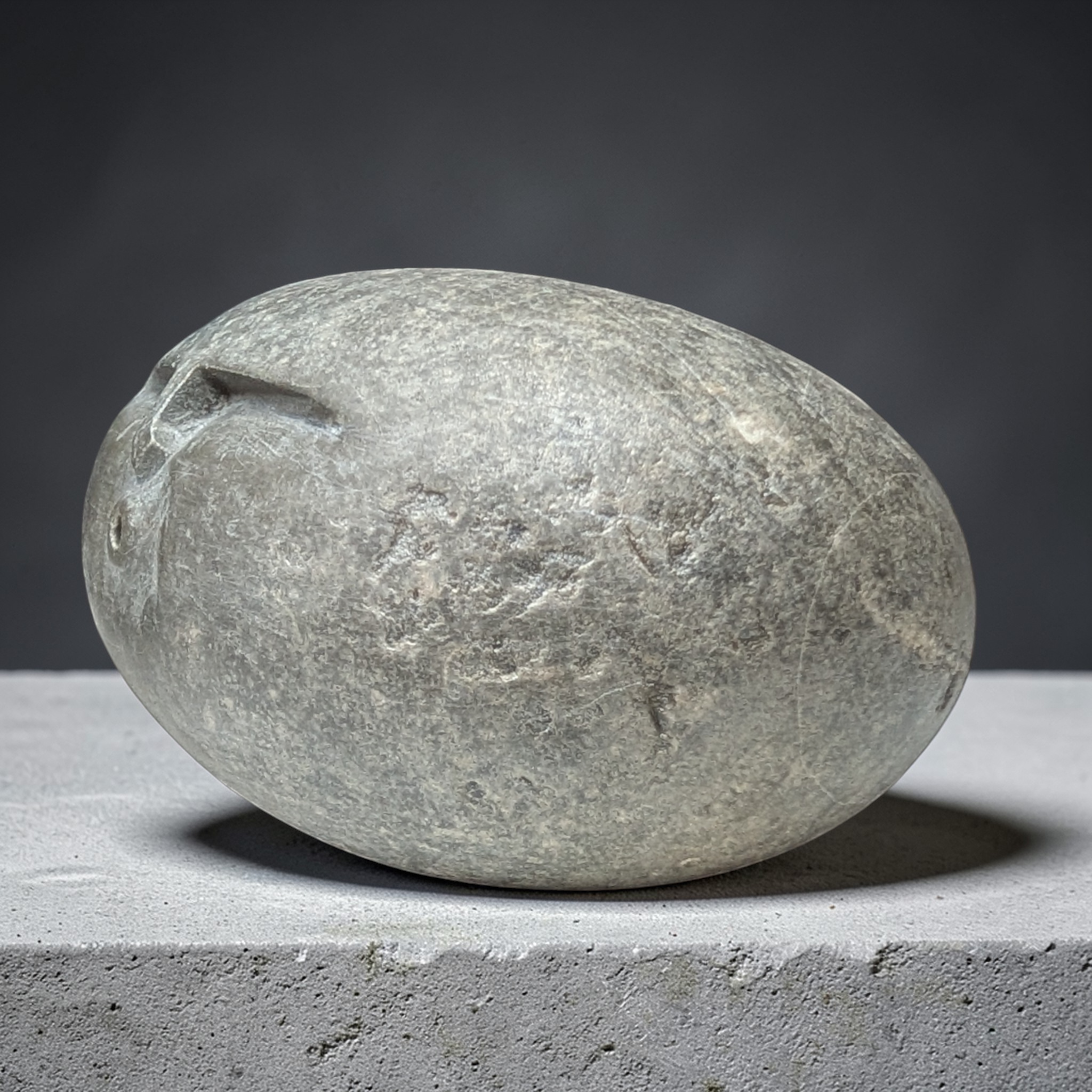 Hand-Carved Stone Oof – Heavy Natural Pebble Face Sculpture for garden and home decor