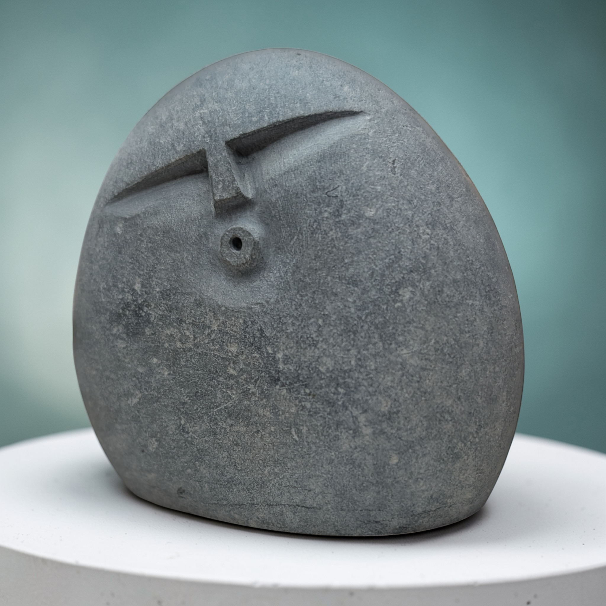 Hand-Carved Granite Oof Sculpture – Tall Minimalist Stone Decor Ornament