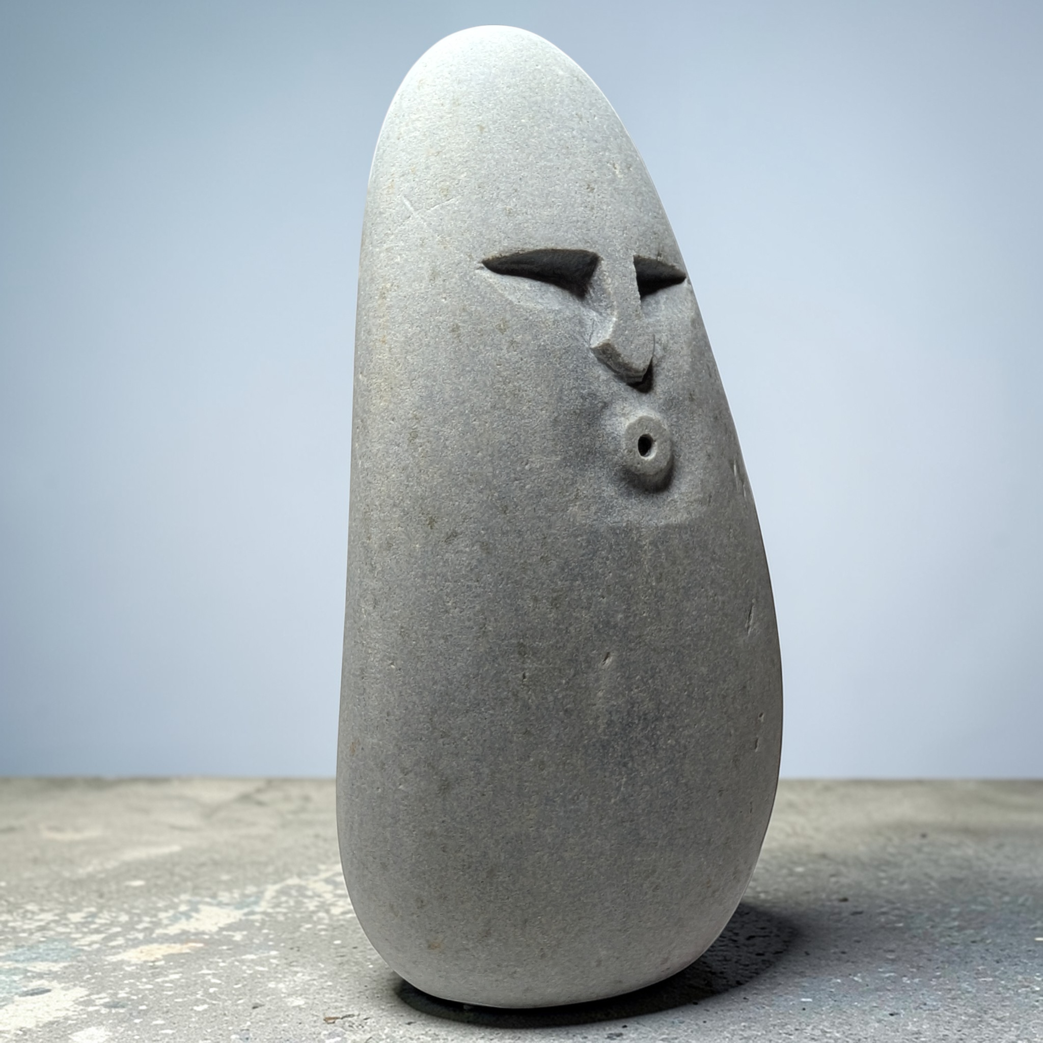 Hand-Carved Granite Oof Sculpture – Tall Minimalist Stone Decor Ornament