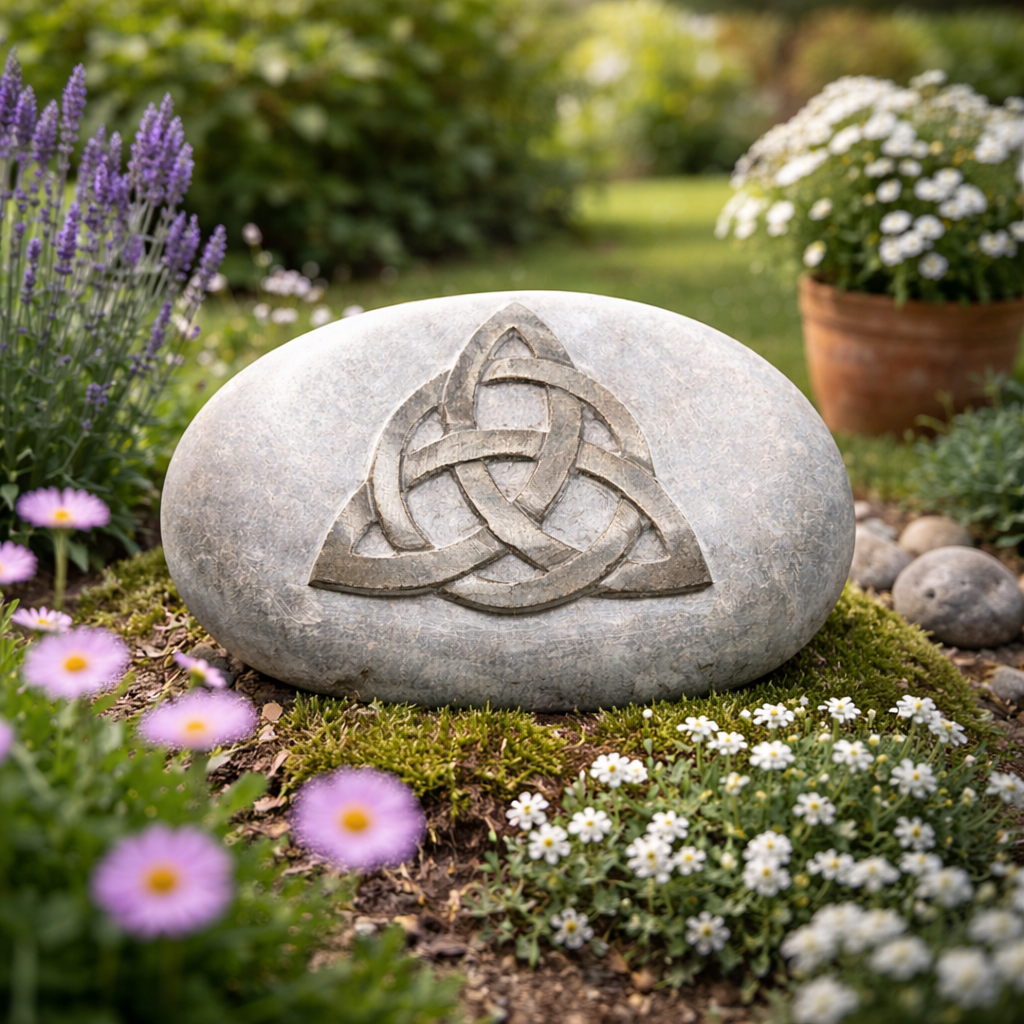 Hand Carved Celtic Knot Stone: Wiccan Altar Decor, Pagan Gift