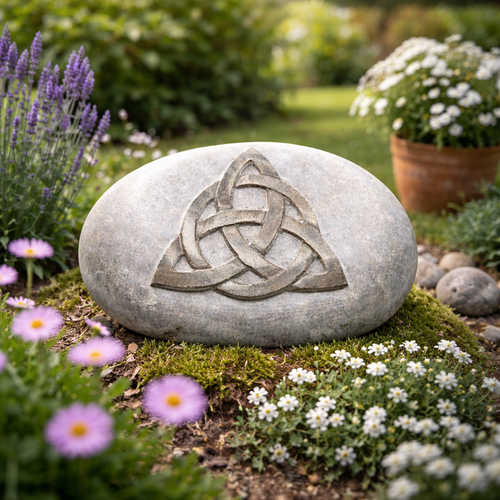 Hand Carved Celtic Knot Stone: Wiccan Altar Decor, Pagan Gift