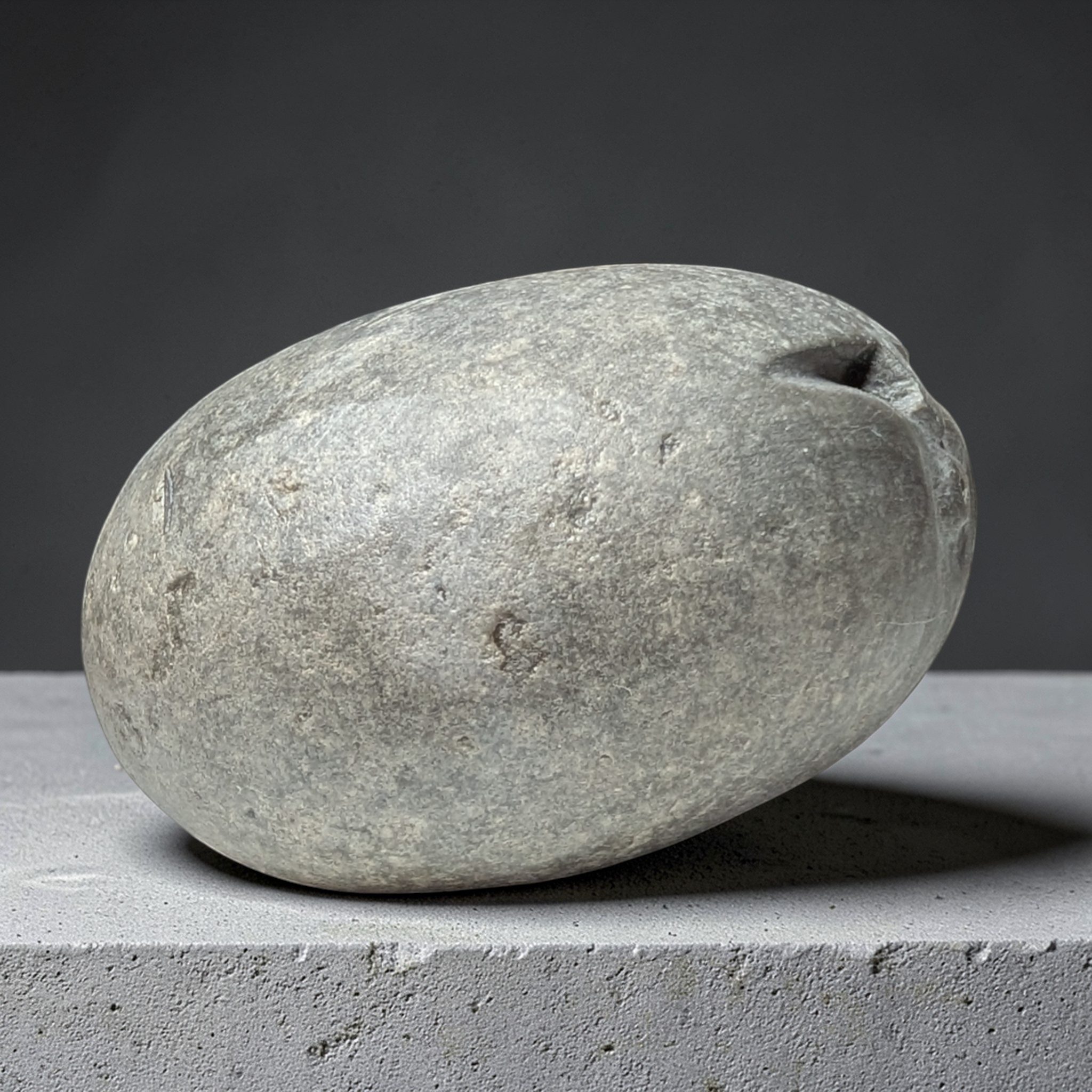 Hand-Carved Stone Oof – Heavy Natural Pebble Face Sculpture for garden and home decor