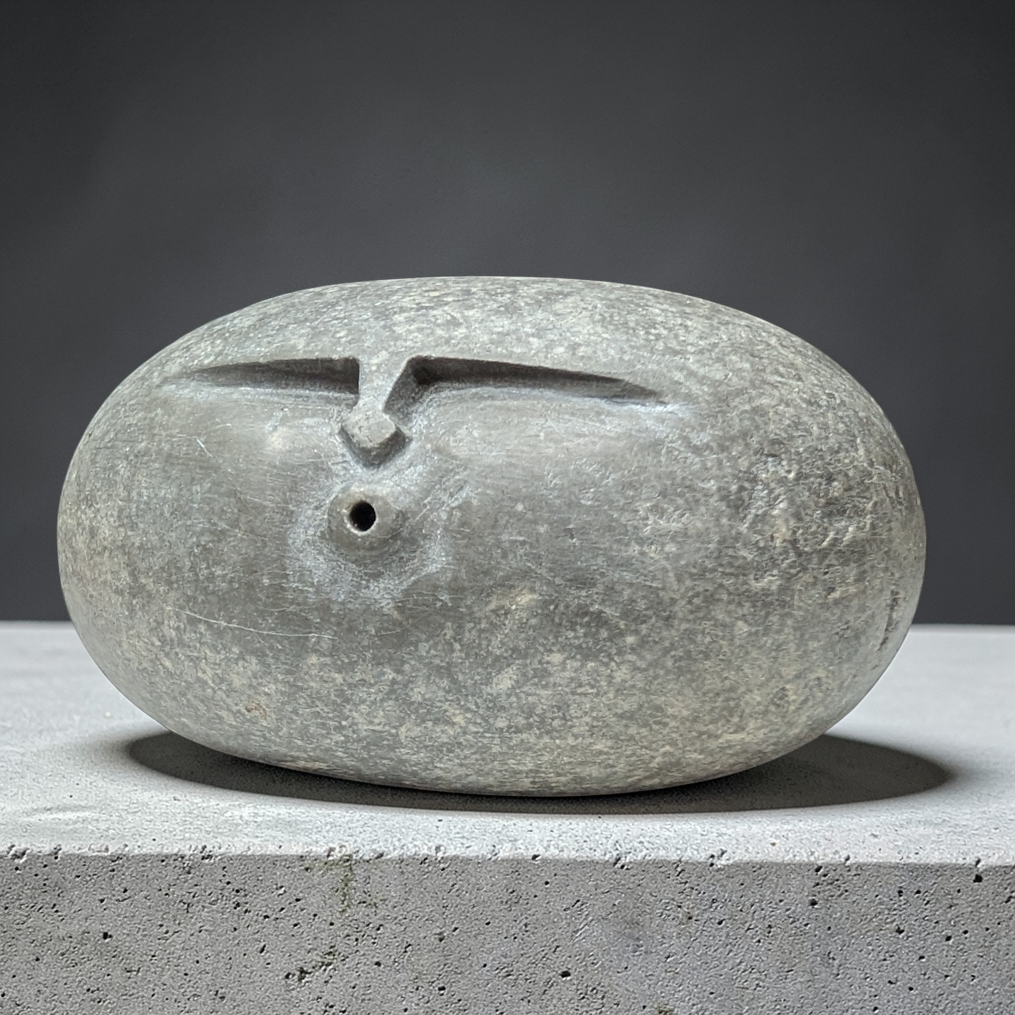 Hand-Carved Stone Oof – Heavy Natural Pebble Face Sculpture for garden and home decor