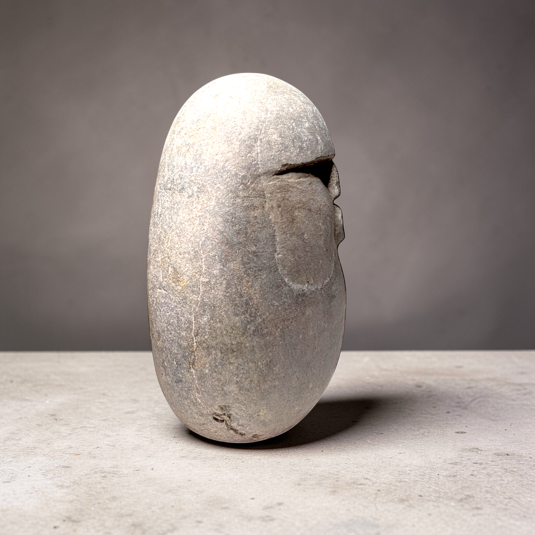 Hand-Carved Stone OoF Face Sculpture, stone garden and home decor