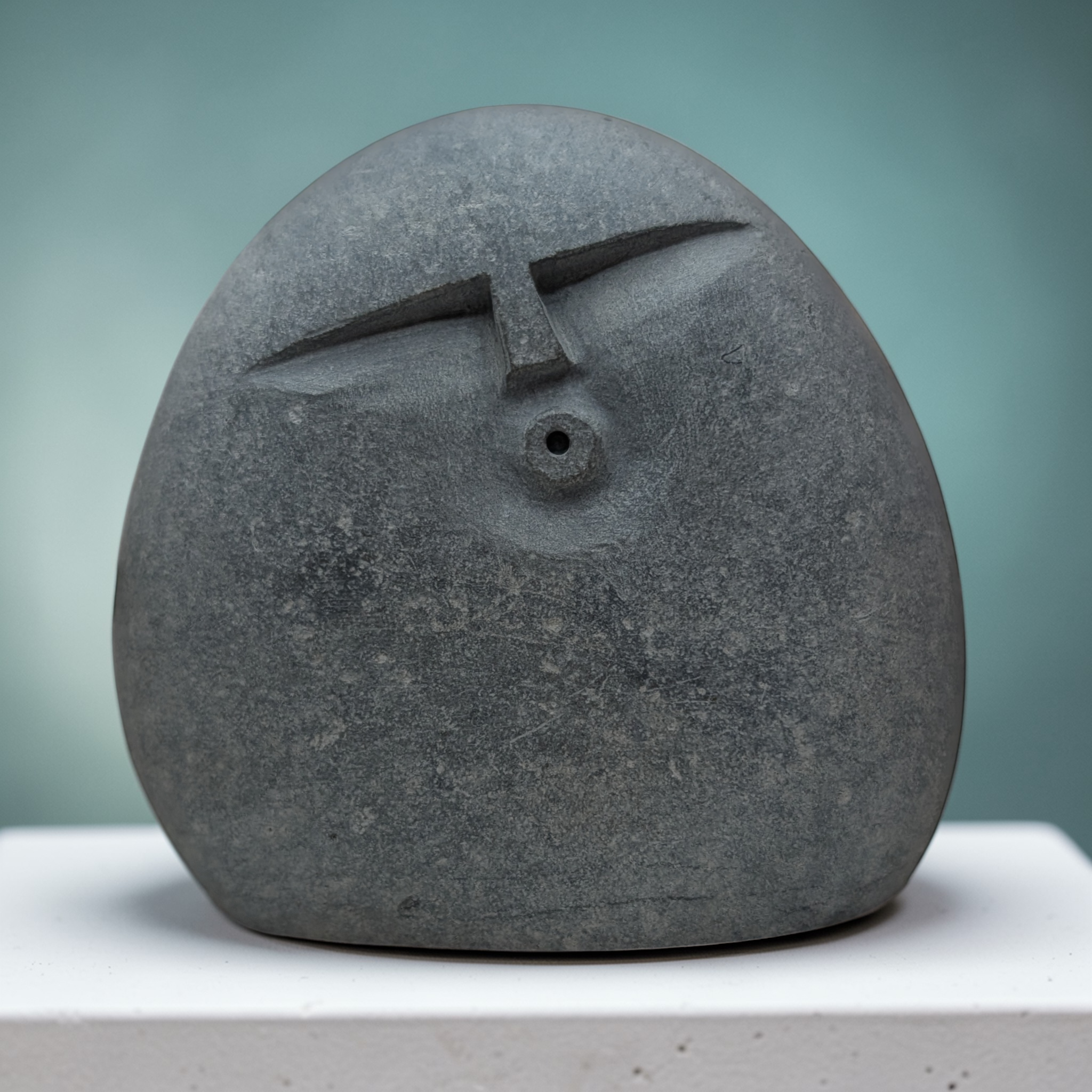 Hand-Carved Granite Oof Sculpture – Tall Minimalist Stone Decor Ornament